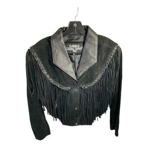 Vintage Leather Gallery Cropped Fringe Jacket